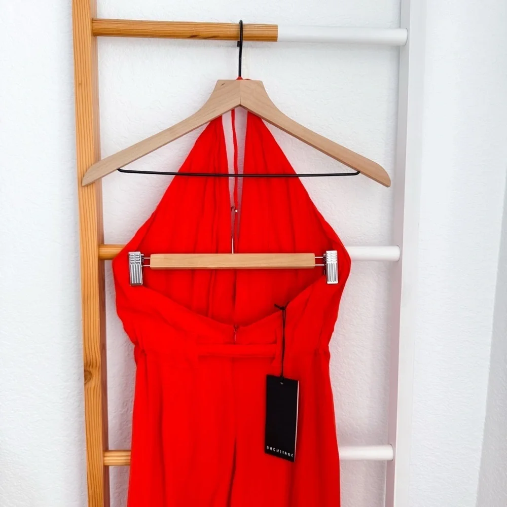 Backstage Sammie Jumpsuit Fanta Orange Deep V-neck Waist Tie New S